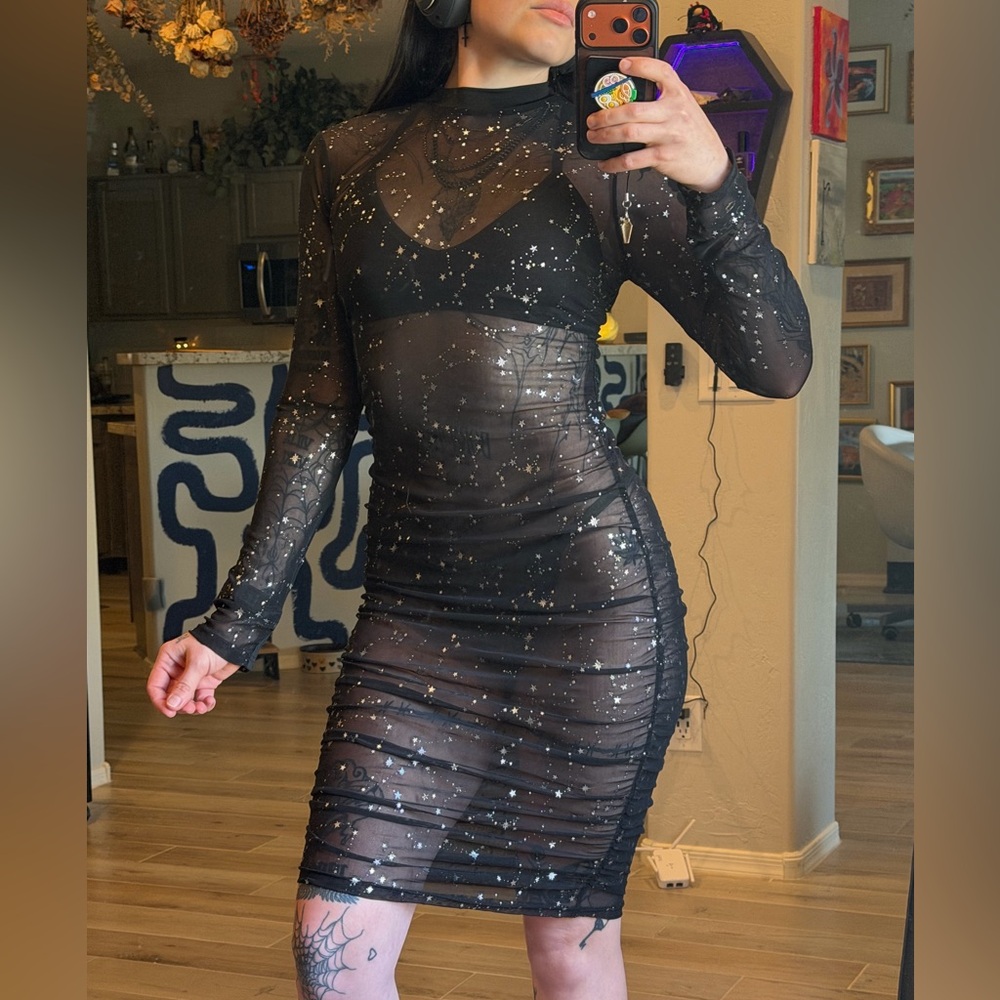 Sheer Black Starry Dress